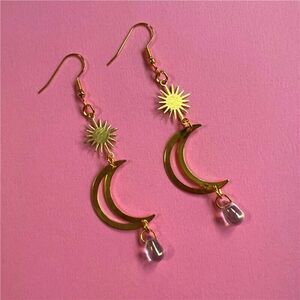 New Boho Witchy Sun Magical Angel Moon Earrings Crescent Phase Celestial